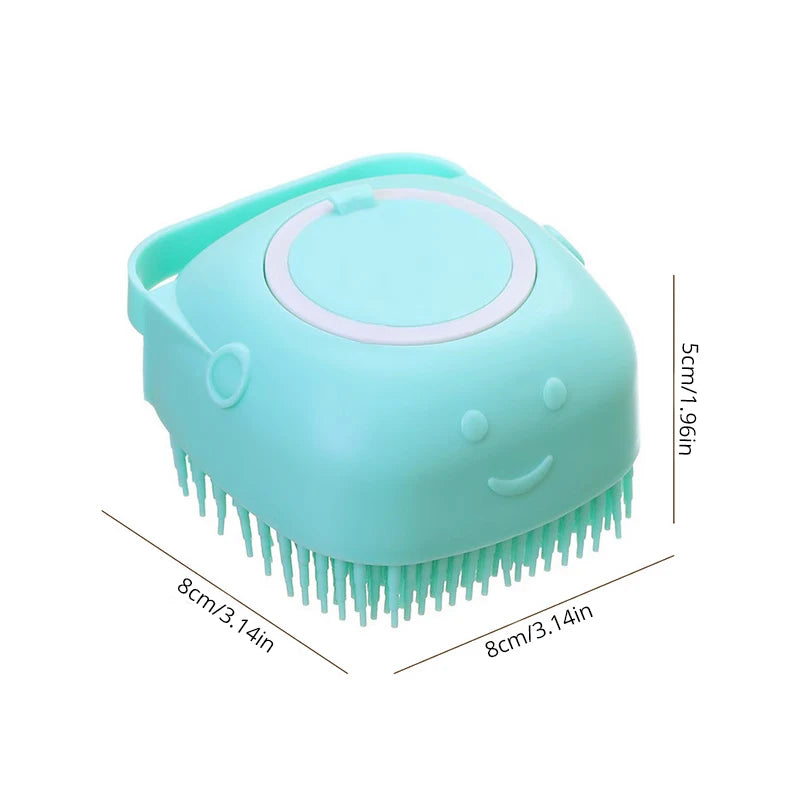 Dog Cat Bath Brush Soft Silicone Dog Rubber Bathing Brush Pet Grooming Shampoo Dispenser Brushes Puppy Cats Shower Hair Fur Grooming Cleaning Scrubber for Short Haired Dogs and Cats