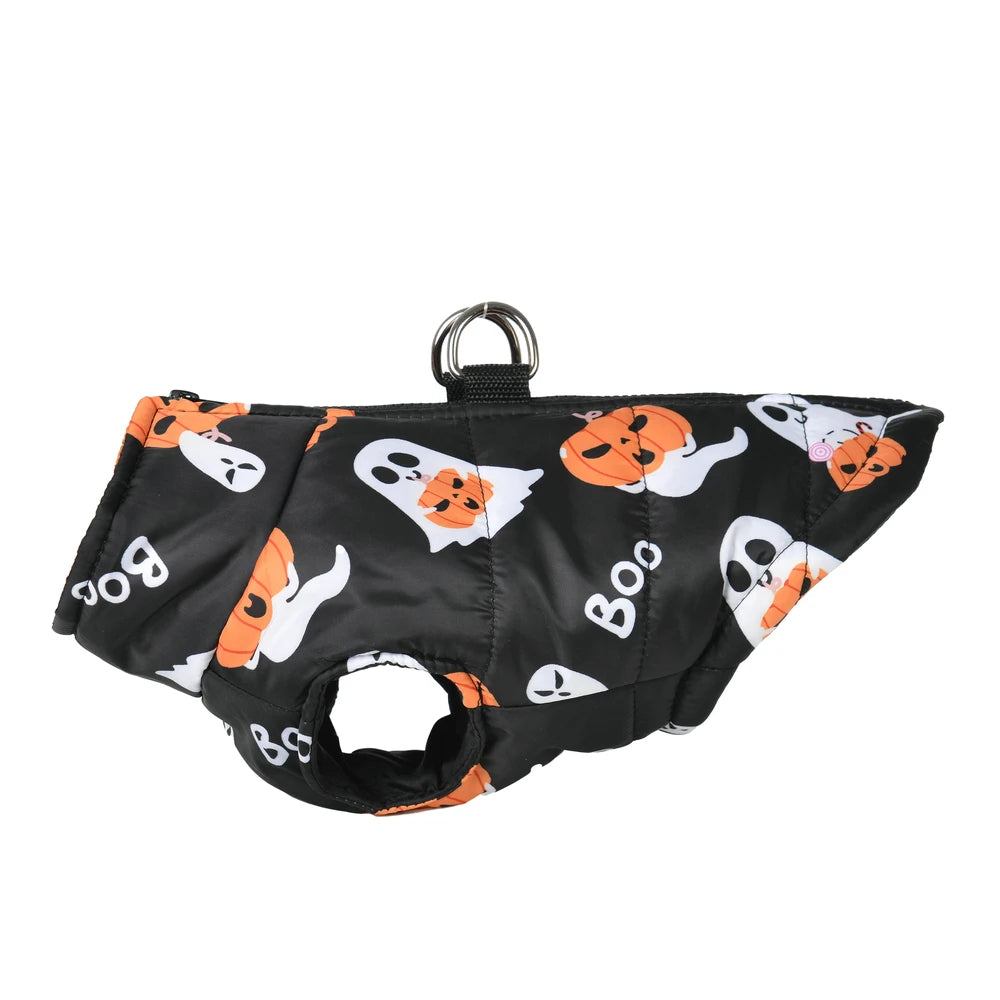 Halloween Print Waterproof Jacket For Small - Medium Dogs and Cats , Pumpkin Picking, Trick or treating or Partying!