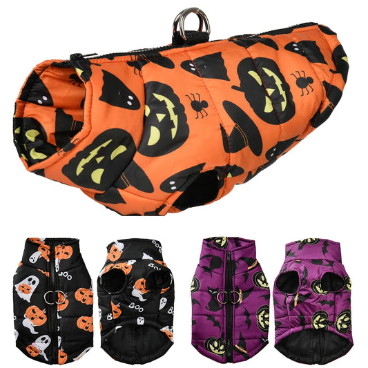 Halloween Print Waterproof Jacket For Small - Medium Dogs and Cats , Pumpkin Picking, Trick or treating or Partying!