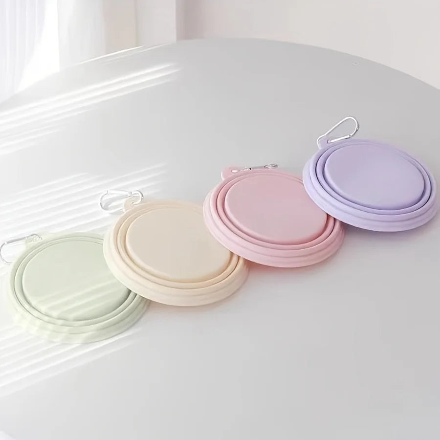 Hanging Dog Pet Folding Silicone Bowl Outdoor Travel Portable Food Water Container Feeding Tray Bowl Macaron Colour Pet Supplies