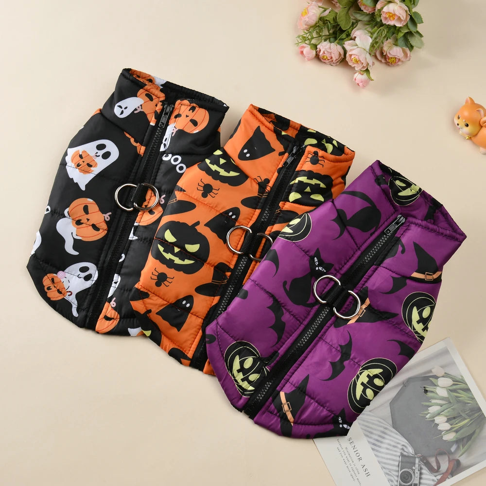 Halloween Print Waterproof Jacket For Small - Medium Dogs and Cats , Pumpkin Picking, Trick or treating or Partying!