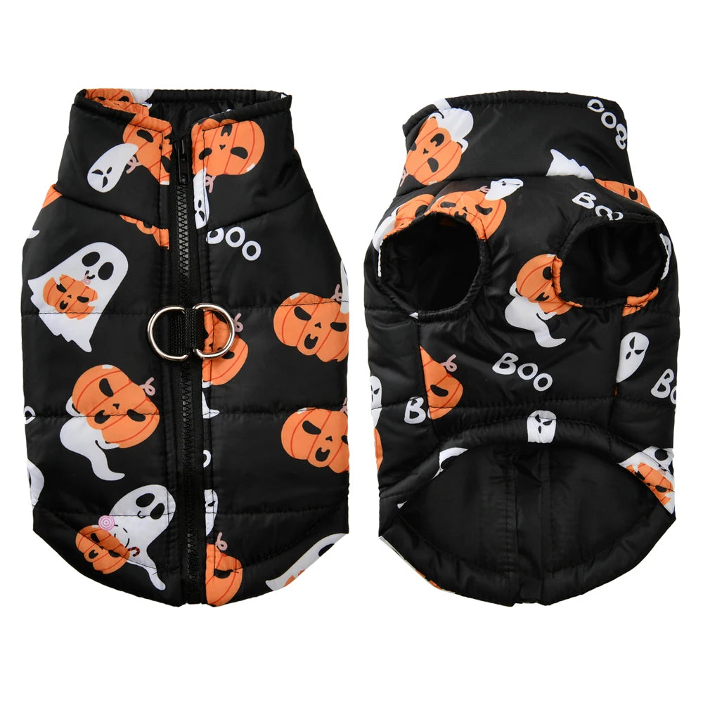 Halloween Print Waterproof Jacket For Small - Medium Dogs and Cats , Pumpkin Picking, Trick or treating or Partying!