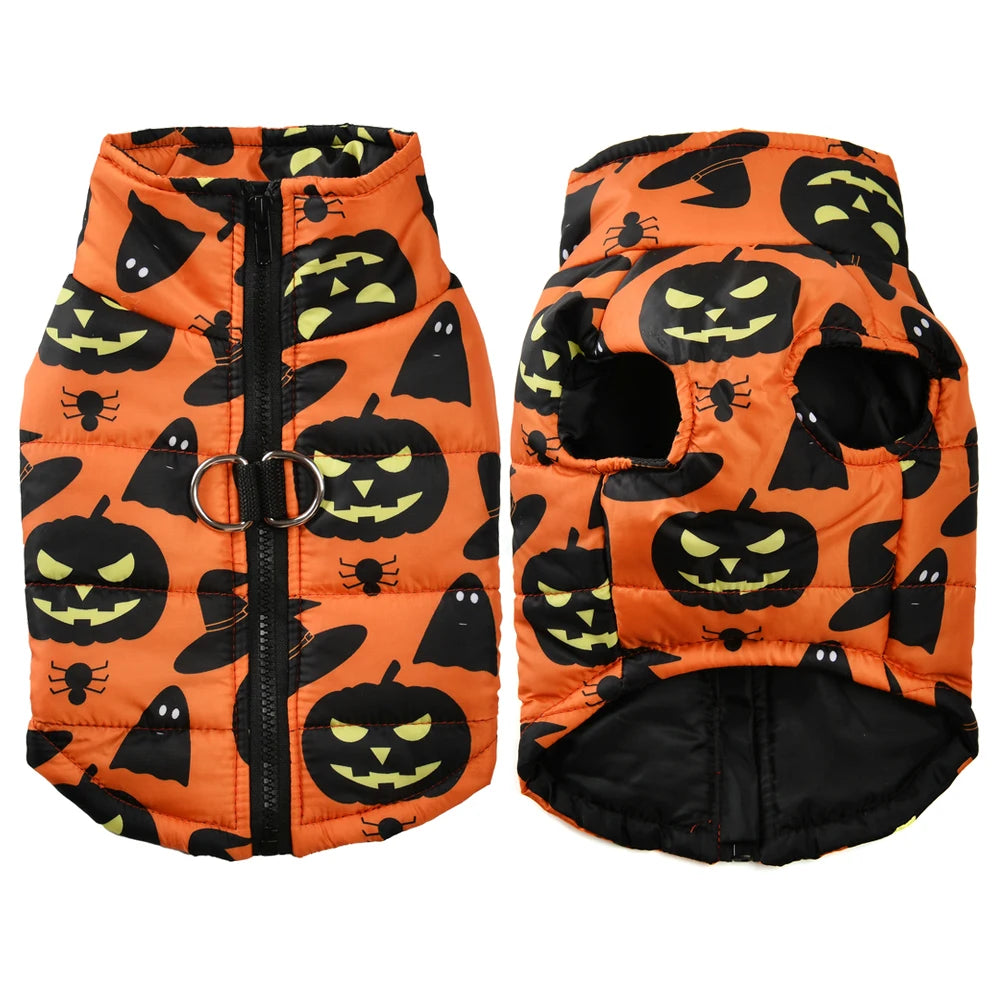 Halloween Print Waterproof Jacket For Small - Medium Dogs and Cats , Pumpkin Picking, Trick or treating or Partying!