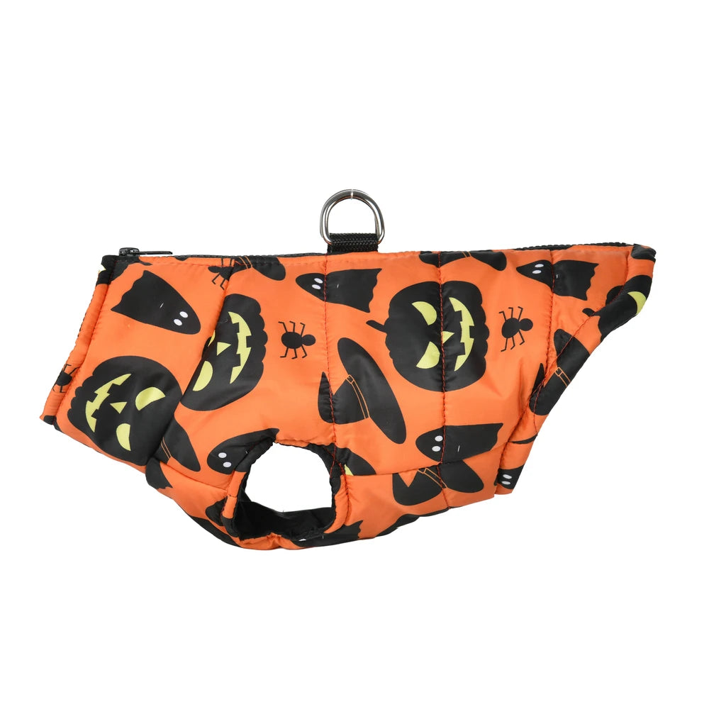 Halloween Print Waterproof Jacket For Small - Medium Dogs and Cats , Pumpkin Picking, Trick or treating or Partying!