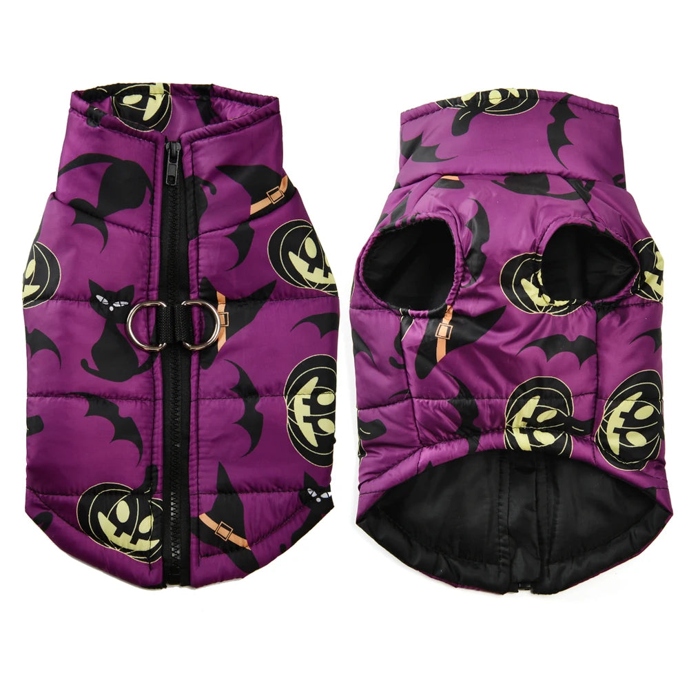 Halloween Print Waterproof Jacket For Small - Medium Dogs and Cats , Pumpkin Picking, Trick or treating or Partying!